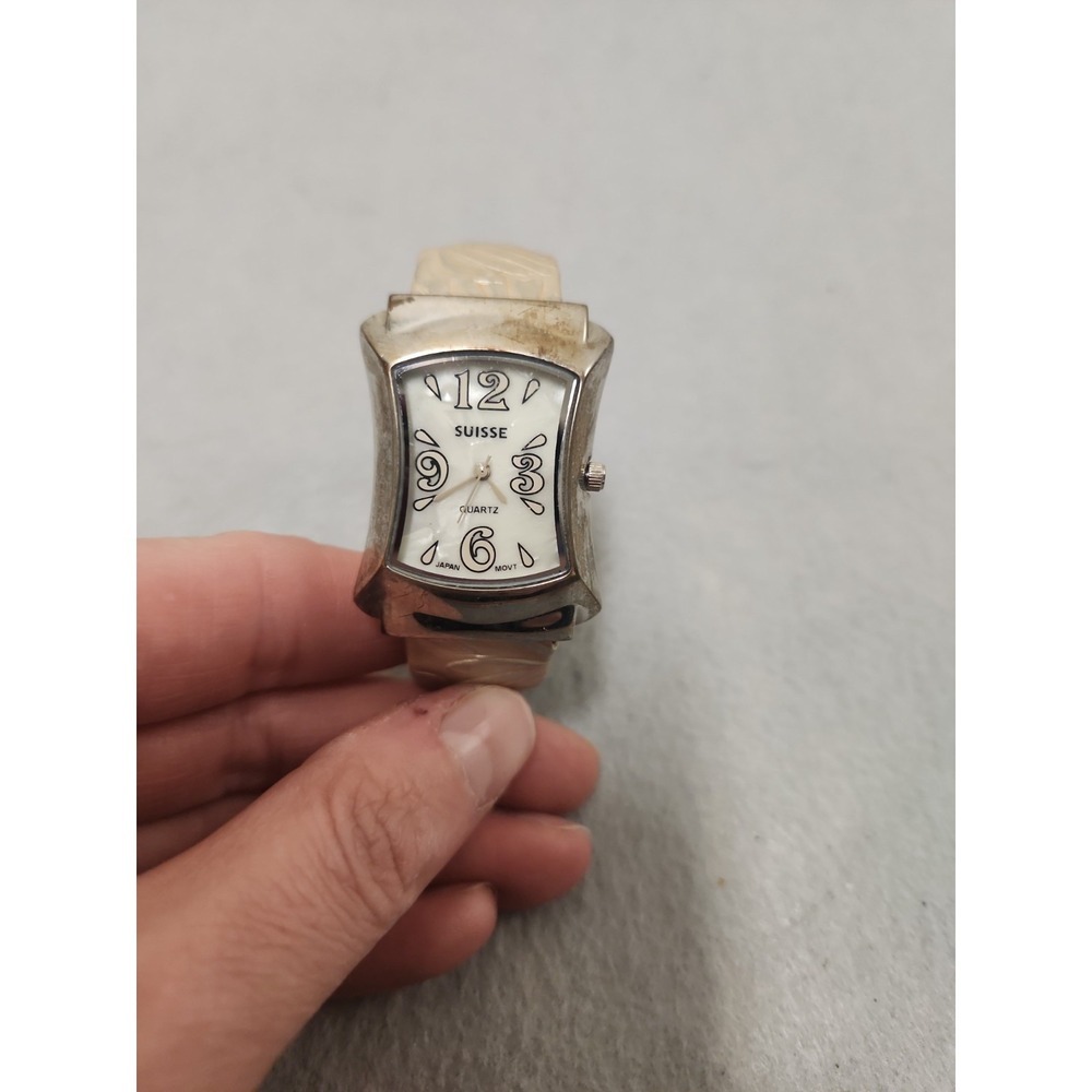 Suisse Women's Silver Toned Cuff Band Analog Watch-as Is
